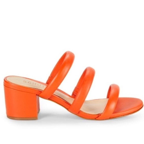 NEW! Schutz Bright Orange Olly Block Heel Leather Sandals - Size 6 - Picture 2 of 16